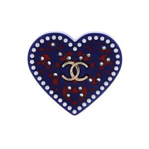 Chanel Cc Heart Brooch Resin With Faux #249898C61B